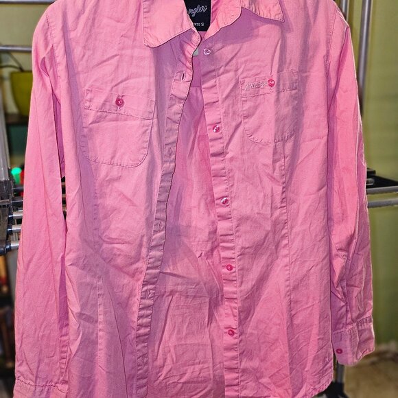 Solid Pink Women's Wrangler Button Down Size S - Picture 3 of 3